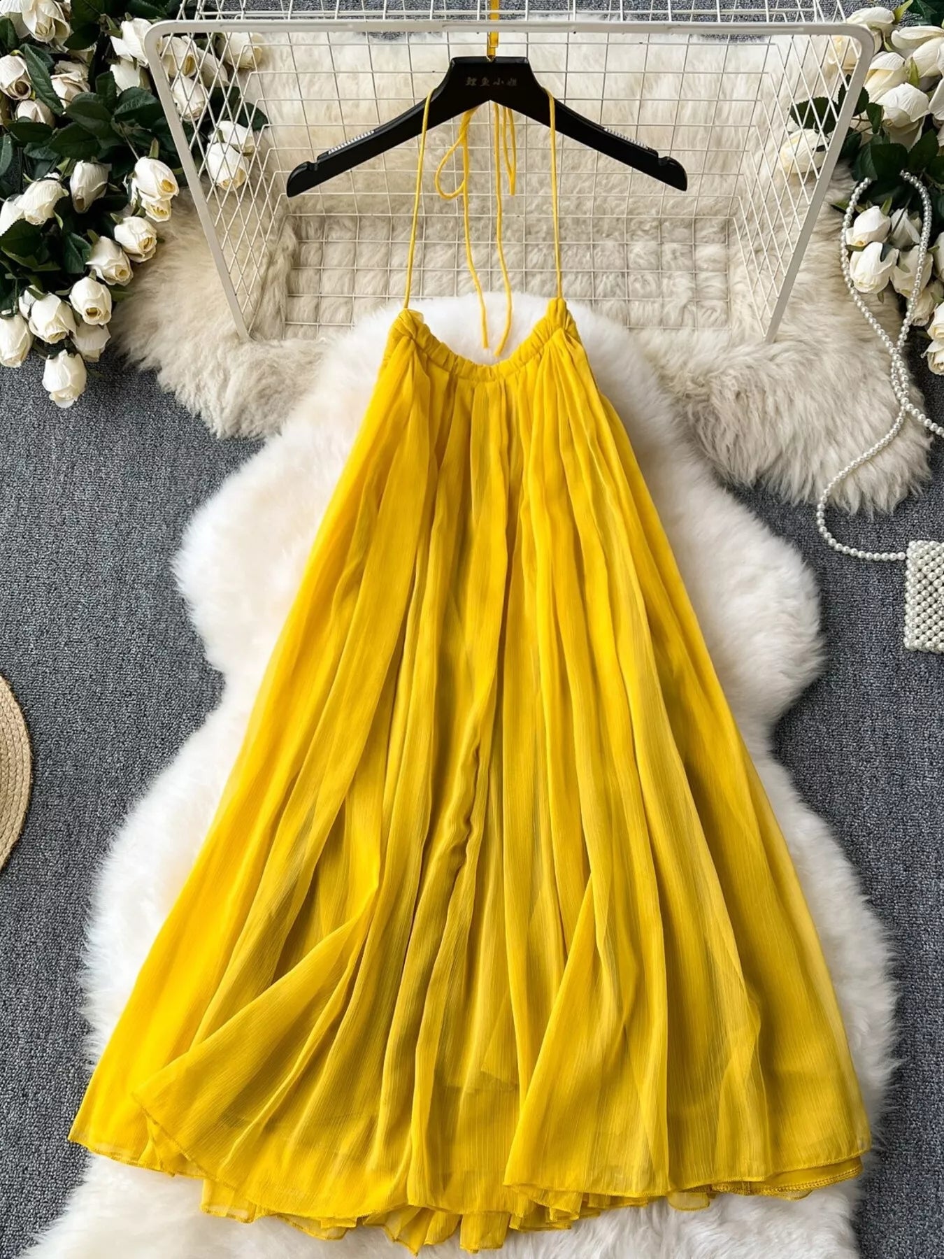 halter flowy mini dress Backless Halter Neck Dress | Flowy Backless Halter Mini Dress