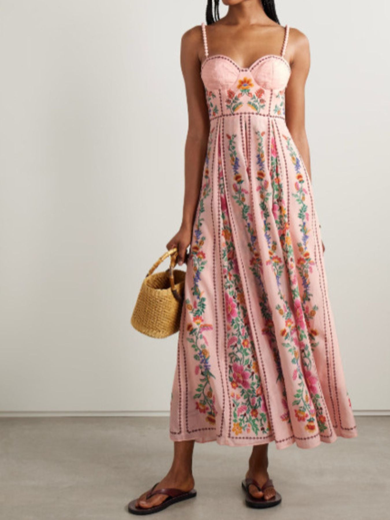 bohemian floral maxi dress in pink skirt movement