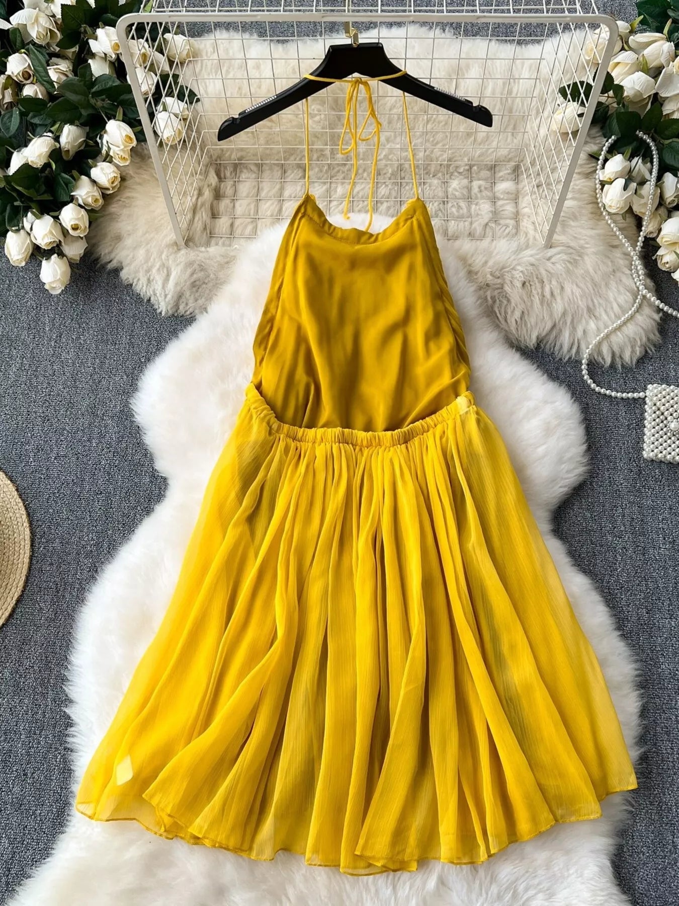 halter mini flowy dress Backless Halter Neck Dress | Flowy Backless Halter Mini Dress
