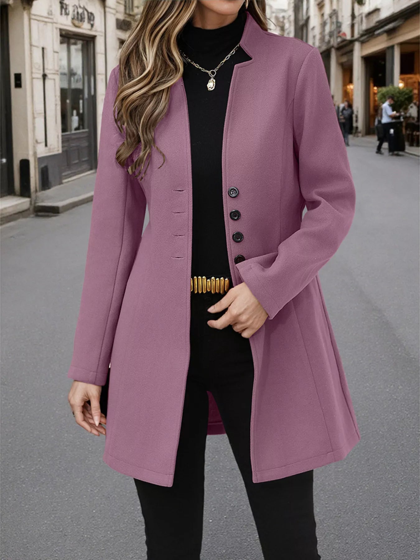 Button Up Long Sleeve Coat