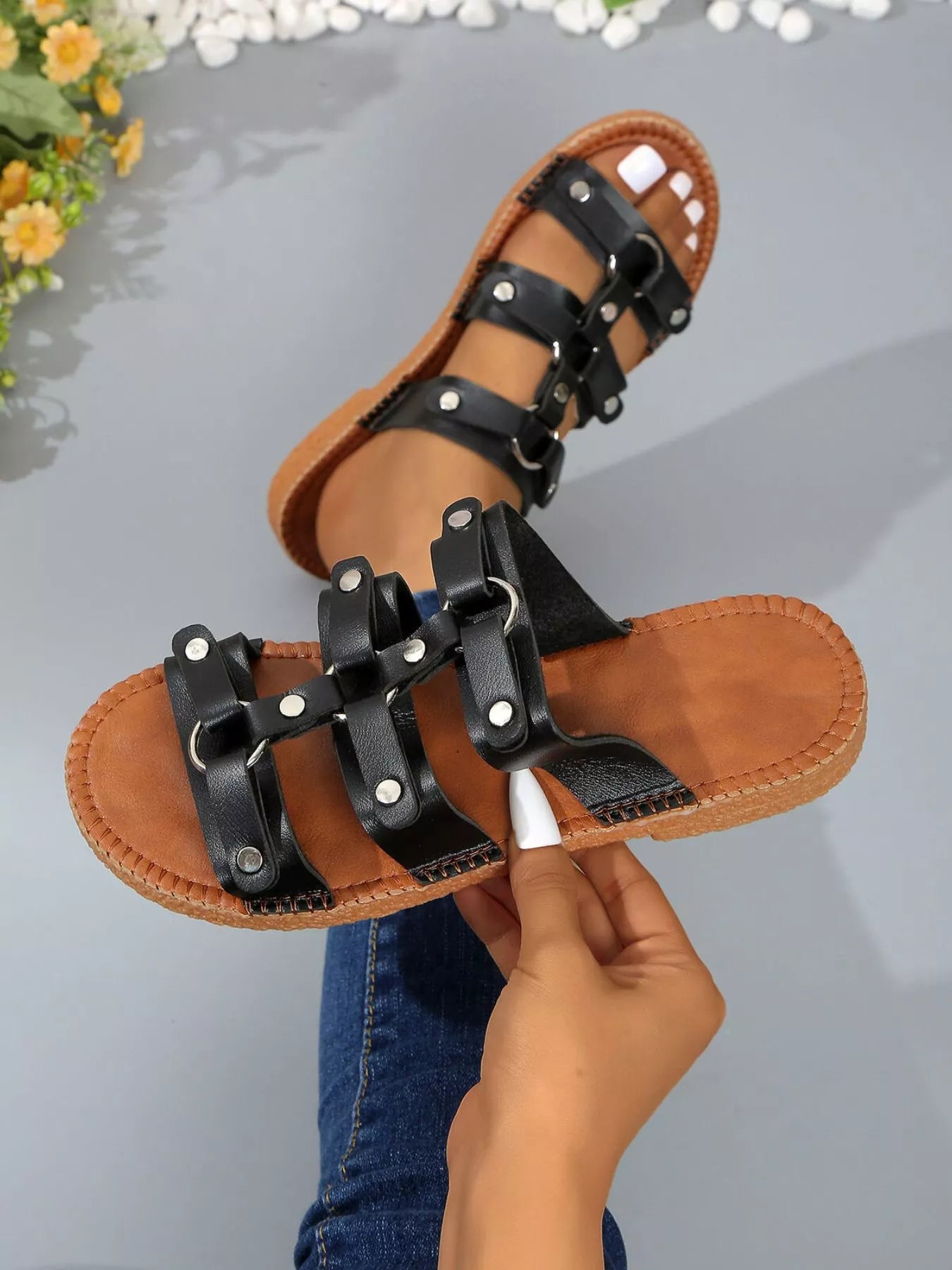 Studded Open Toe Sandals