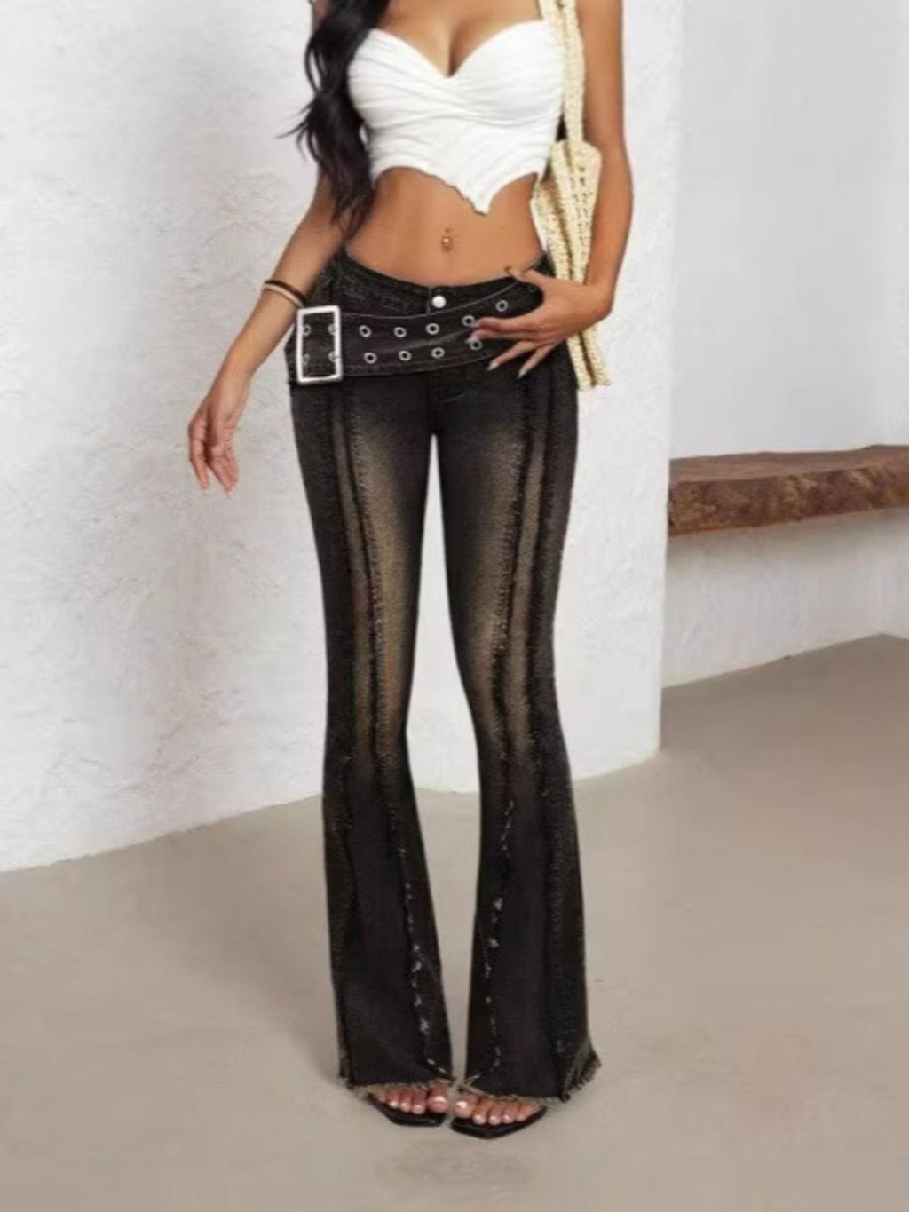 retro flare denim style view