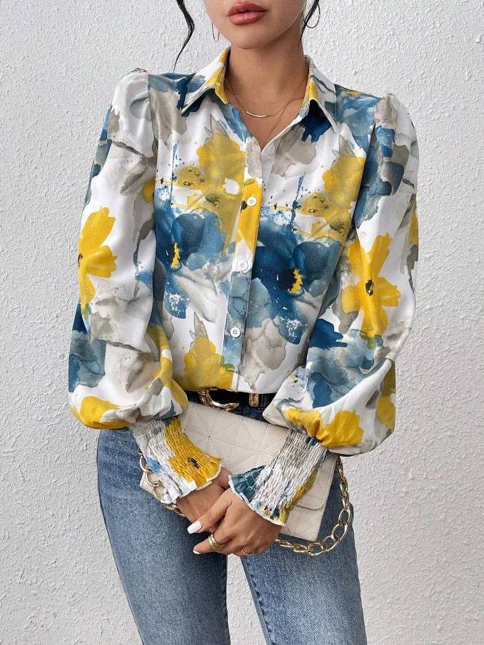 Floral Print Long Sleeve Shirt by Je'taime