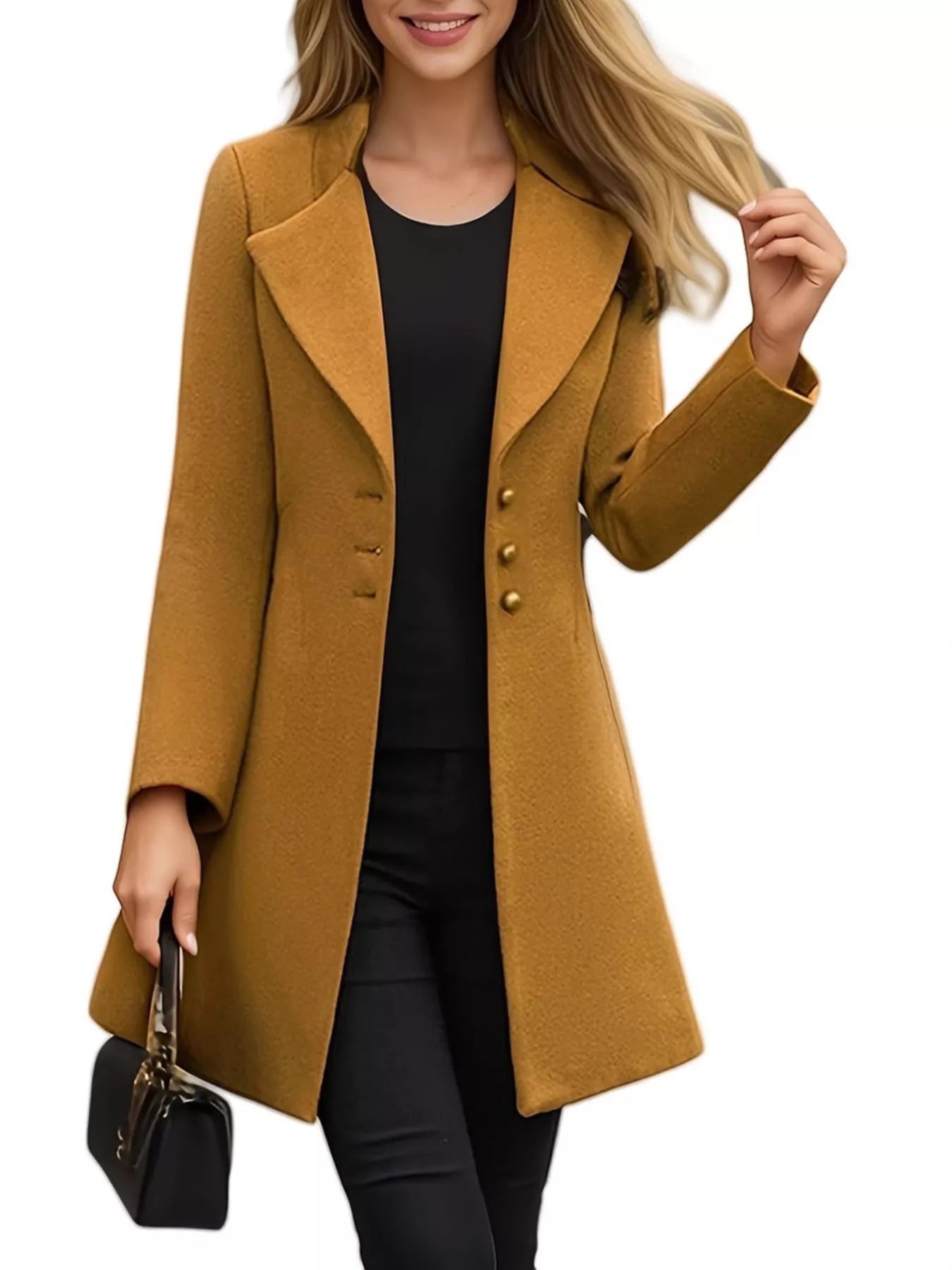 Full Size Single-Breasted Long Sleeve Overcoat Plus Size