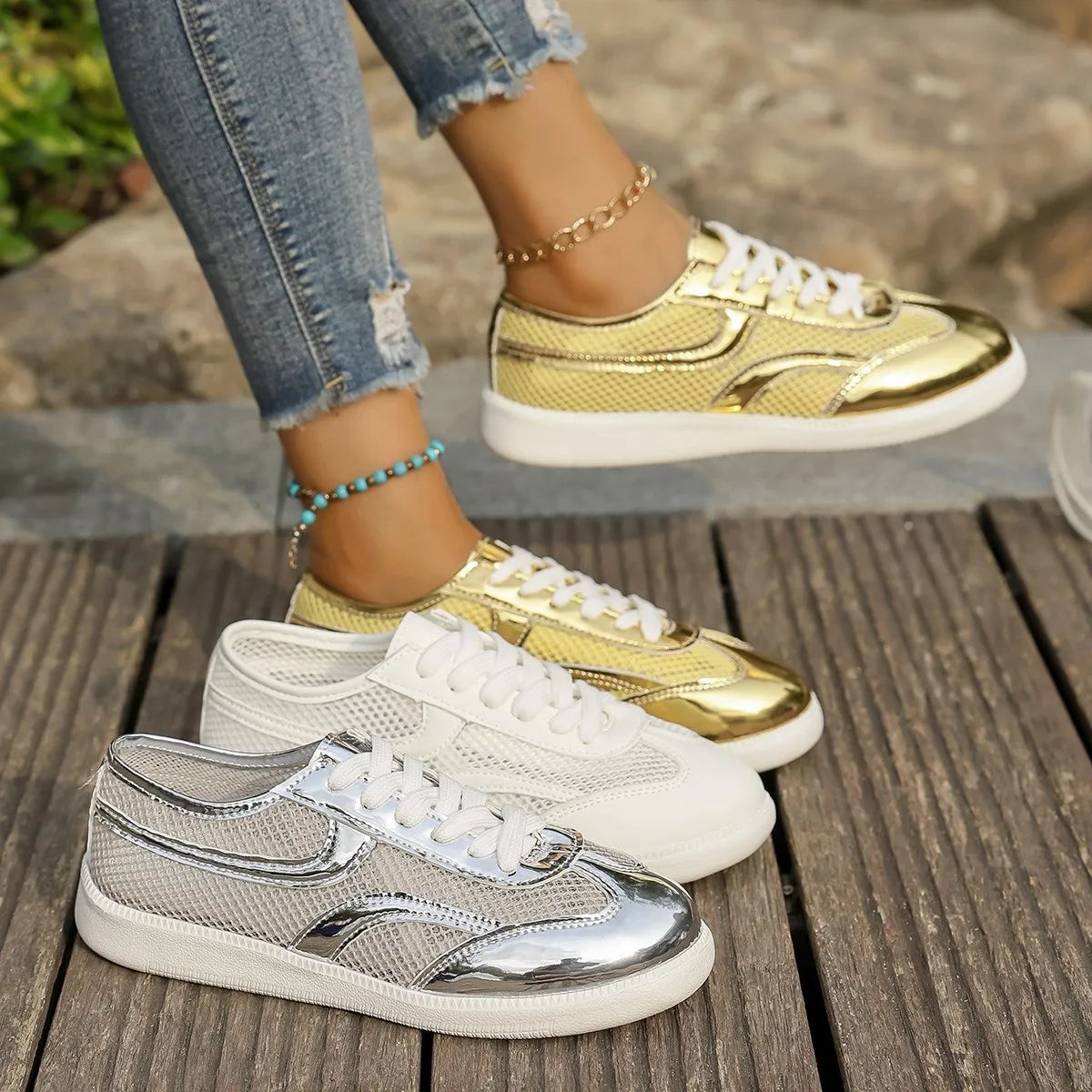 Mesh Lace Up Sneakers