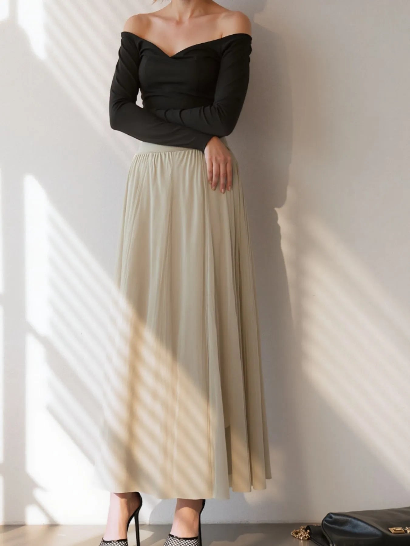 High-Waisted Midi Skirt