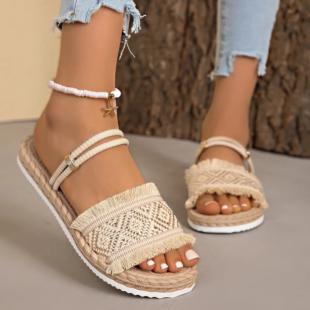 Fringe Open Toe Sandals