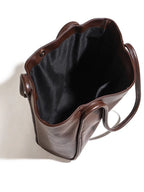 PU leather tote bag with double handles inside view