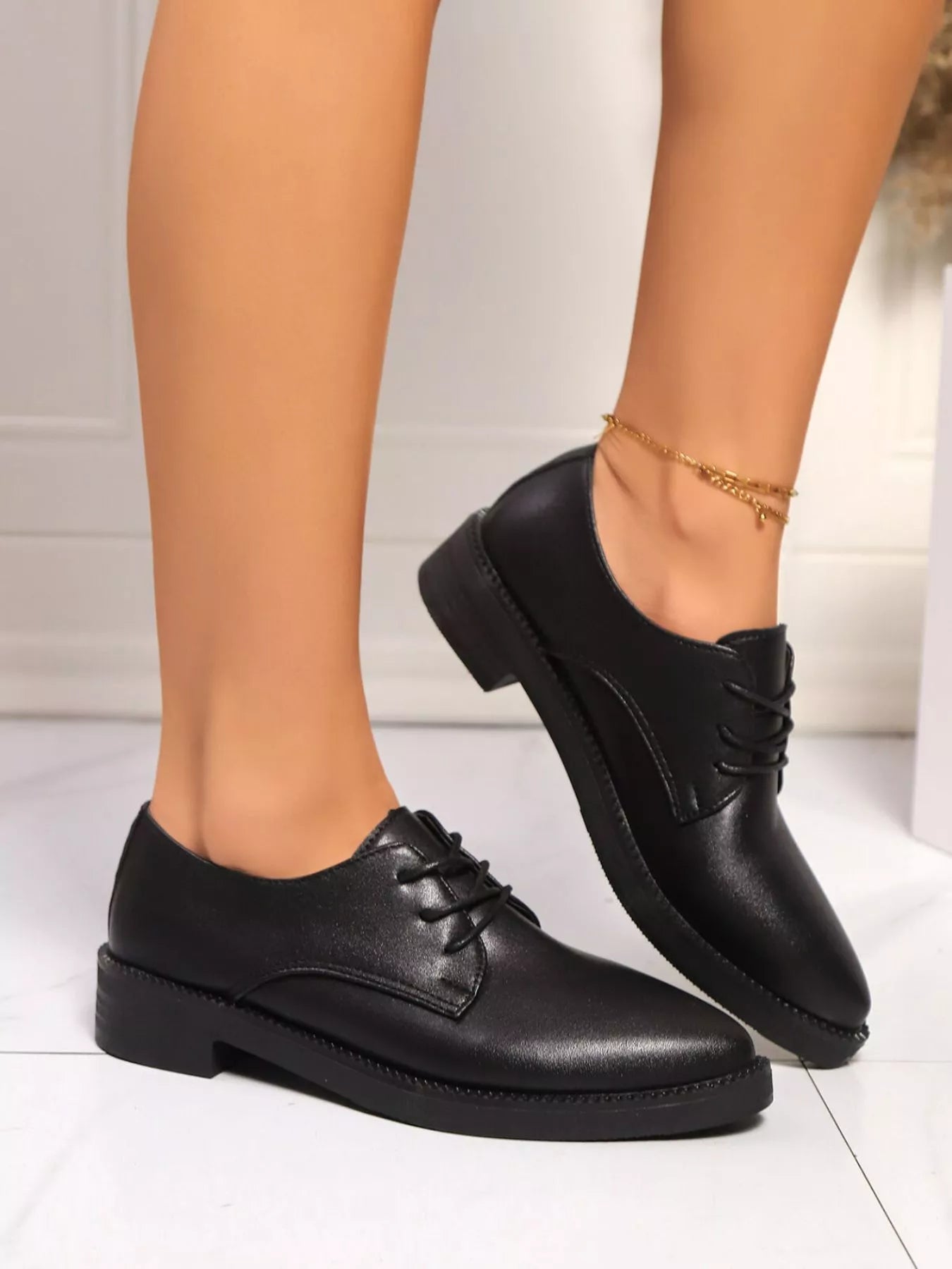 Point Toe Lace Up Loafers