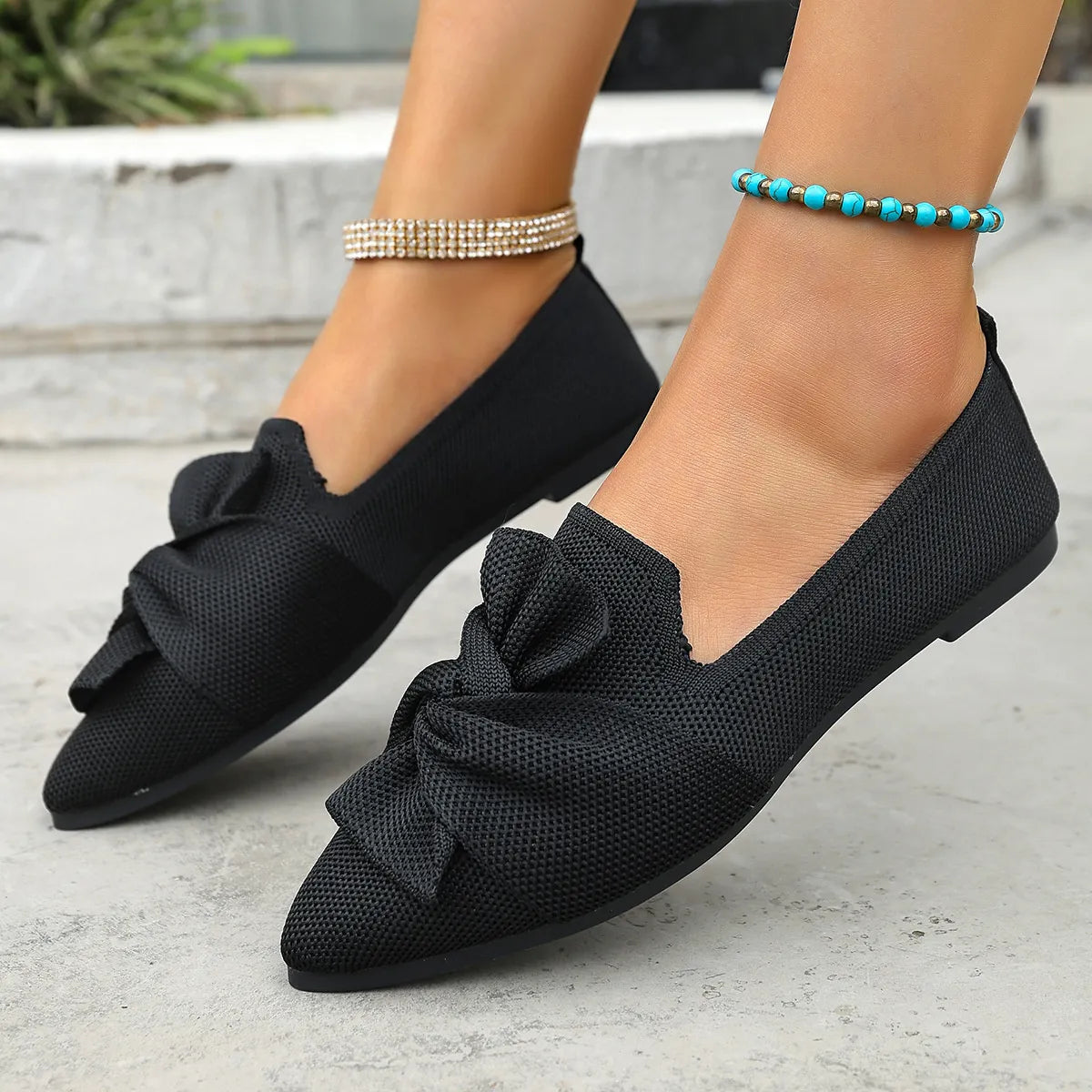 Bow Point Toe Flats Slip-Ons