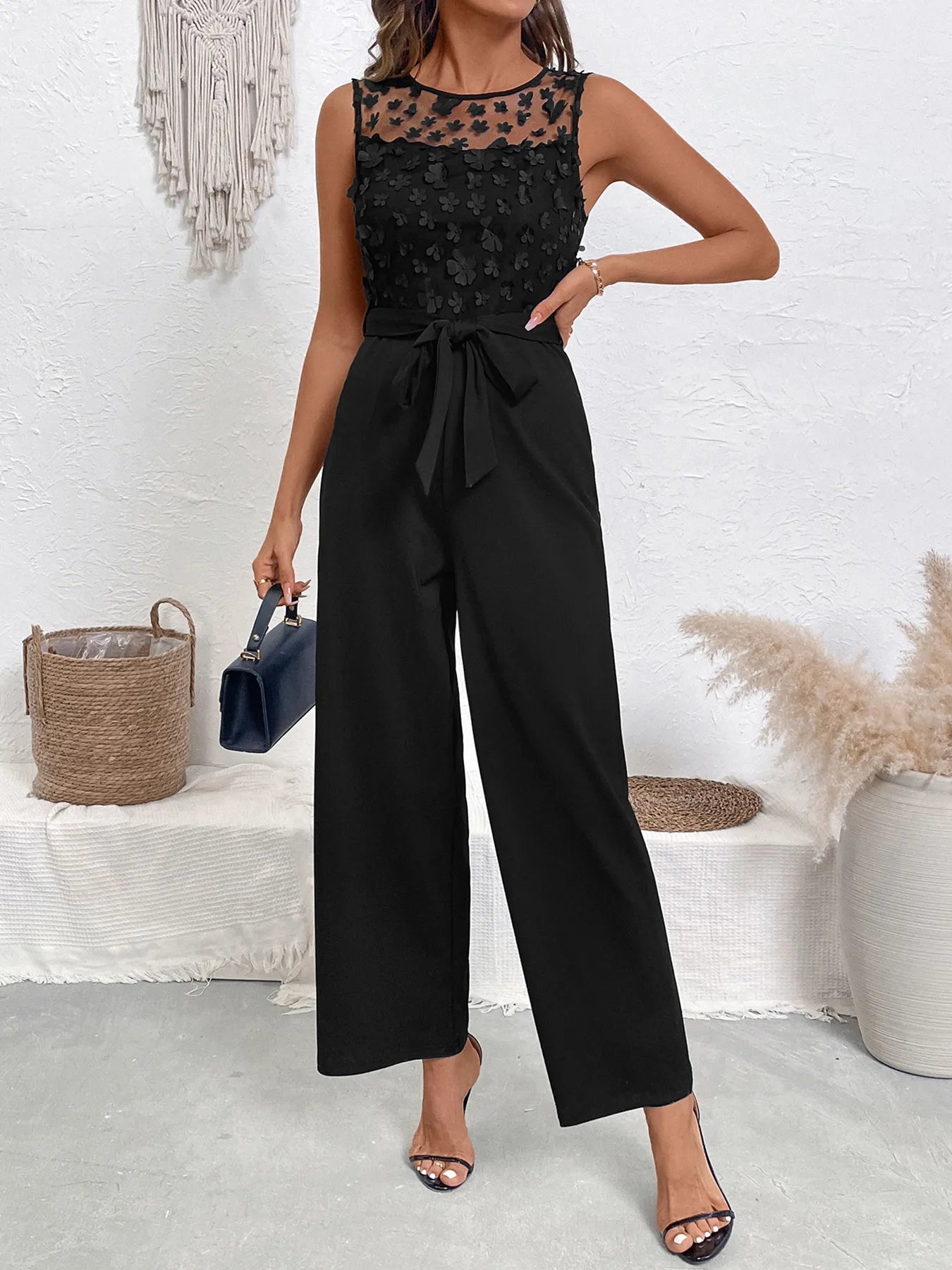 Flower Sleeveless Wide Leg Jumpsuit
