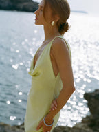 cowl neck mini dress side armhole view