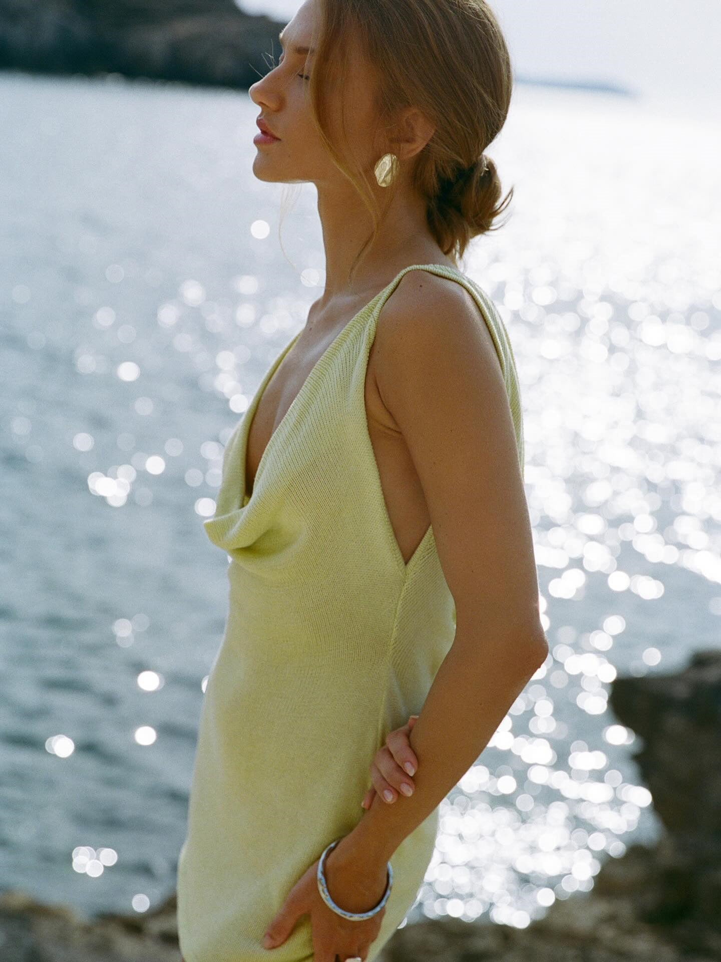 cowl neck mini dress side armhole view