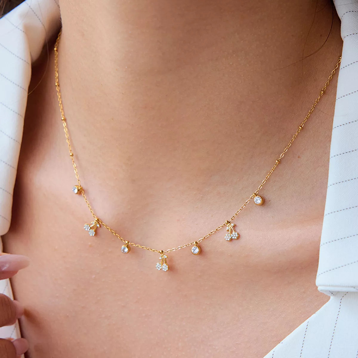 18K Gold-Plated Zircon Cherry Necklace