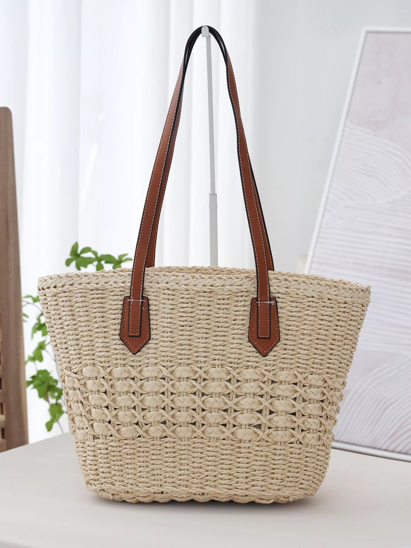Woven Straw Tote Bag
