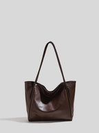 PU leather tote bag with double handles front view 
