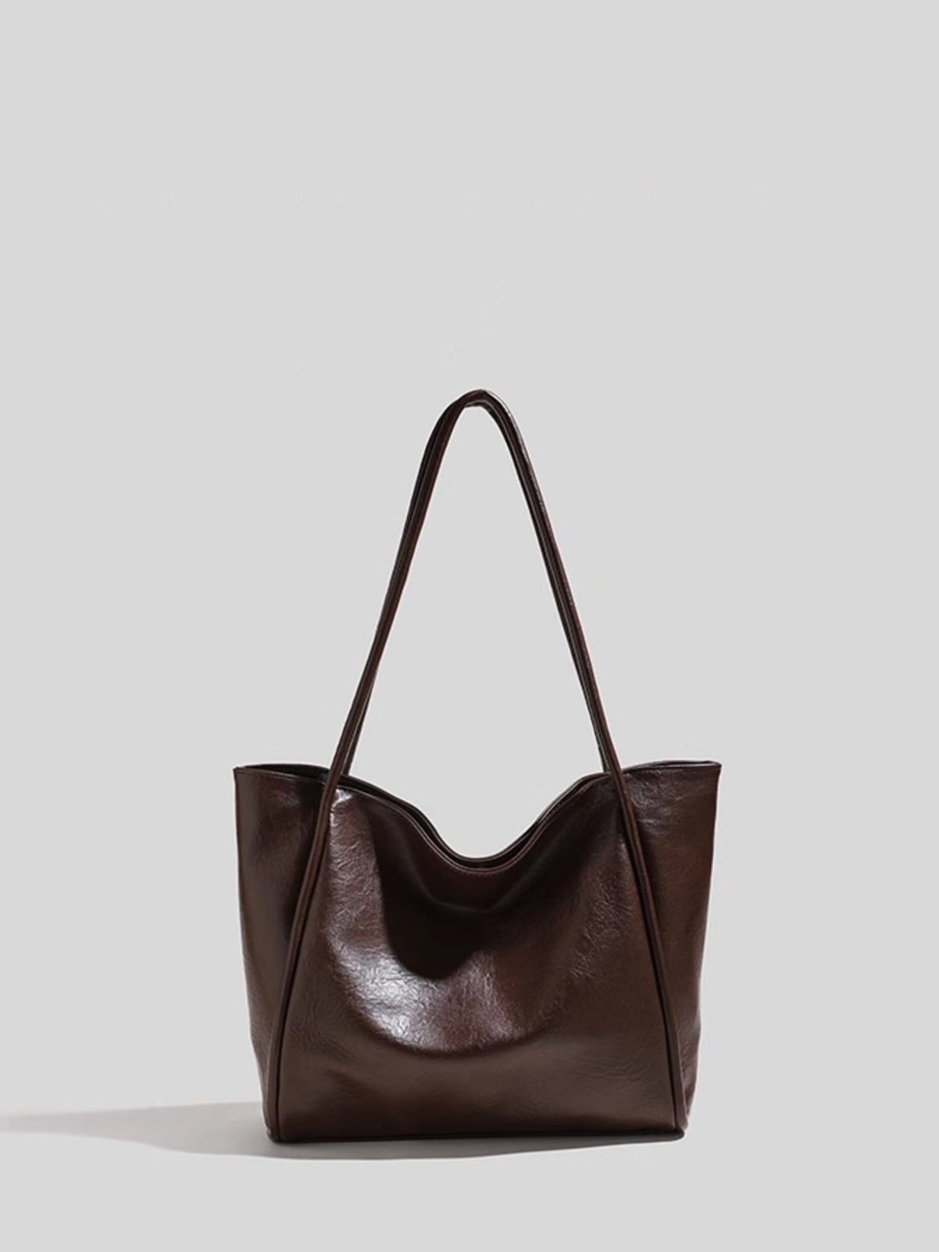 PU leather tote bag with double handles front view 