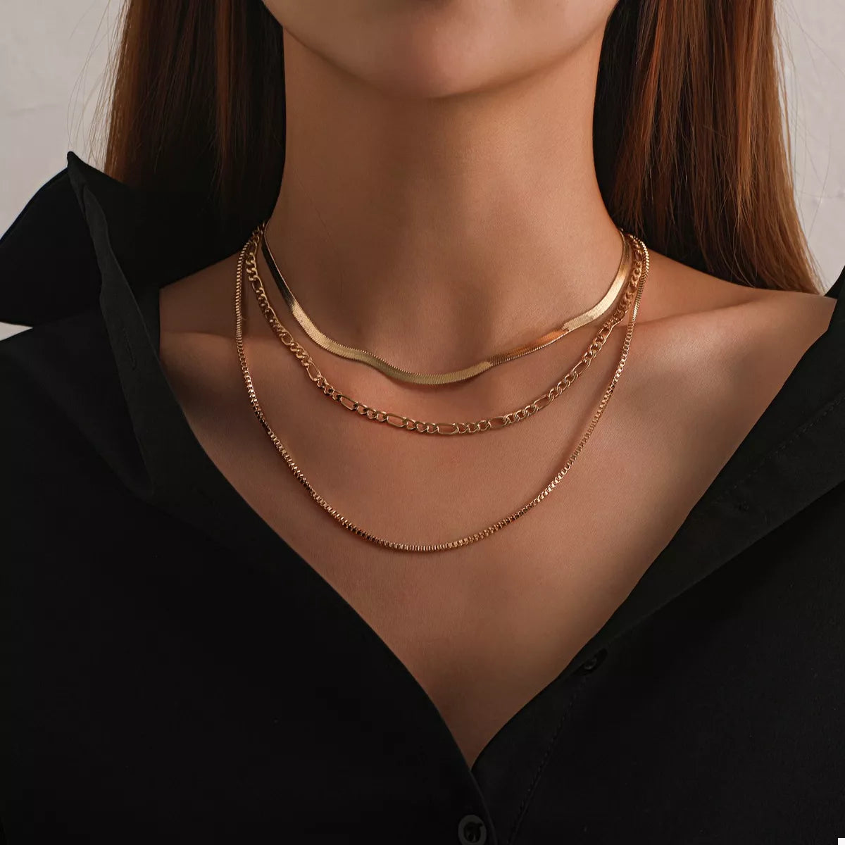 18K Gold-Plated Three-Layered Necklace