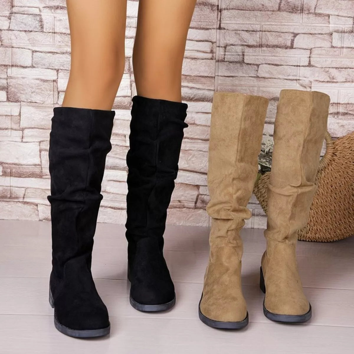 Round Toe Block Heels Boots