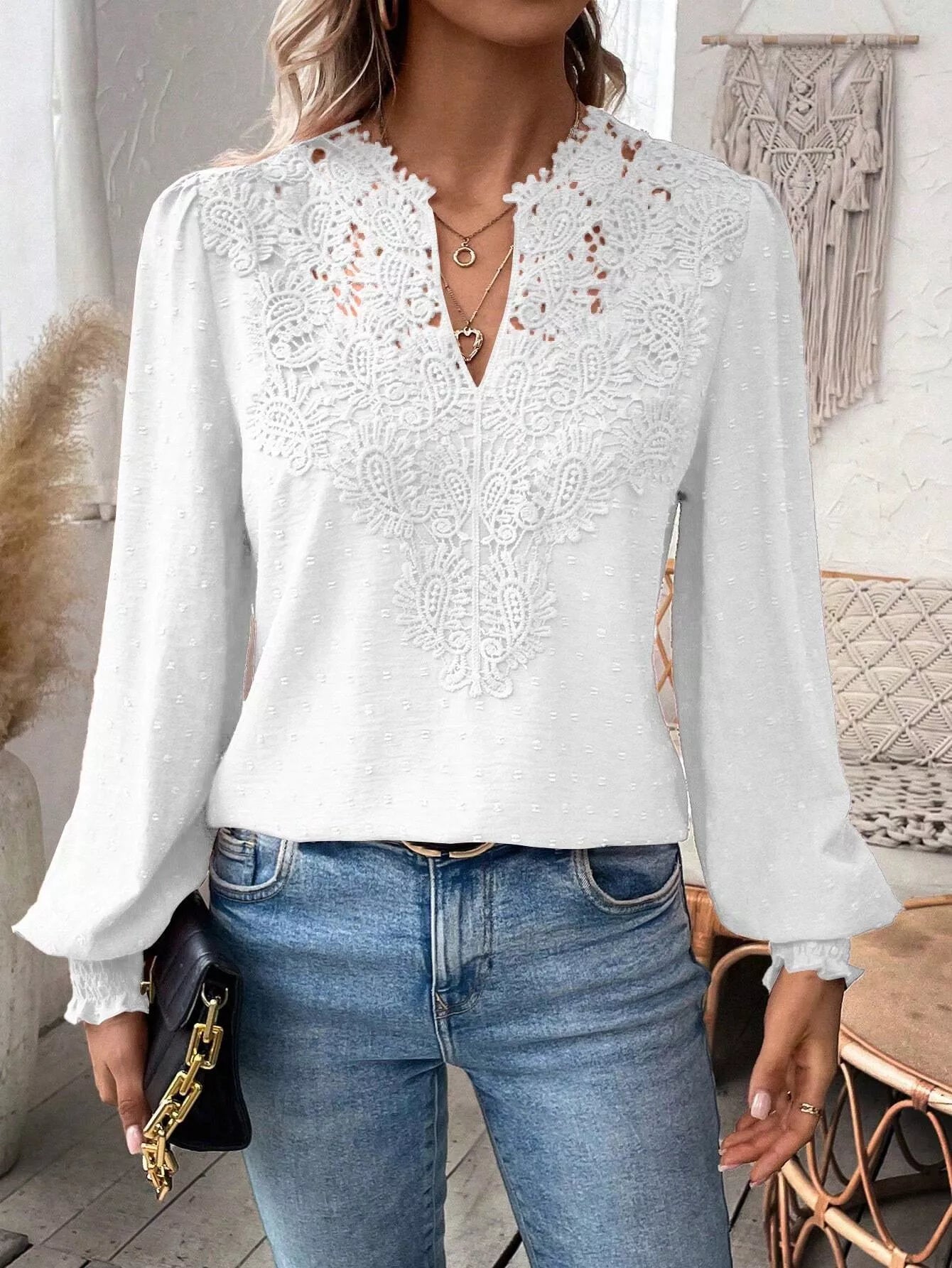 The Swiss Dot Lace Blouse