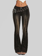 retro flare denim front closer view