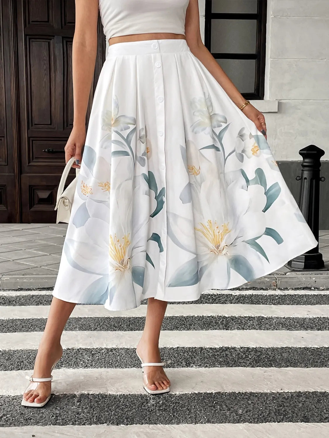 Floral Print Midi Skirt