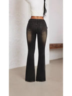 retro flare denim back view