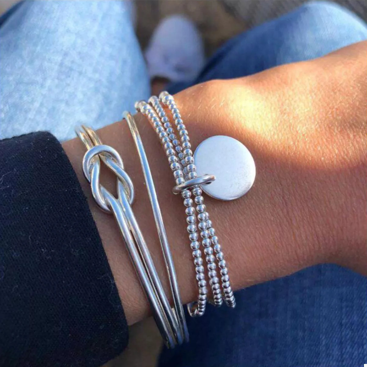 3 Piece Silver-Plated Minimalist Bracelet